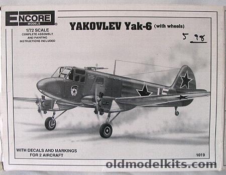 Encore 1/72 Yakovlev Yak-6 With Wheels, 1019 plastic model kit